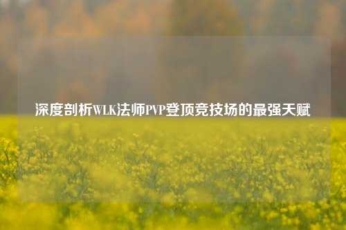 深度剖析WLK法师PVP登顶竞技场的最强天赋